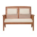 Alaterre Furniture Lyndon Eucalyptus Wood Outdoor 2-Seat Bench with Cushions ANLY01EBO